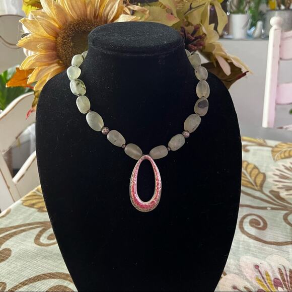 Silpada 925 Sterling Silver Pendant & Beaded Stone Necklace - Picture 4 of 11